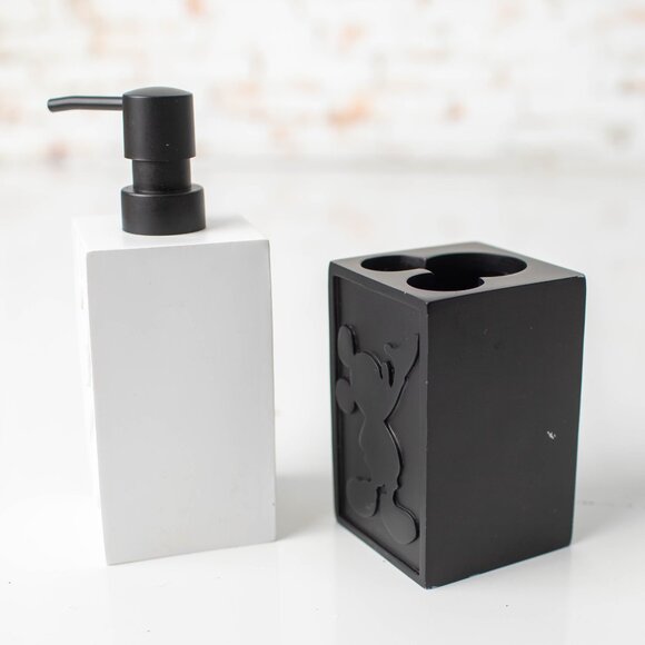 Disney Black & White Mickey Mouse Pump Lotion Dispenser & Toothbrush Holder Set - Picture 3 of 7